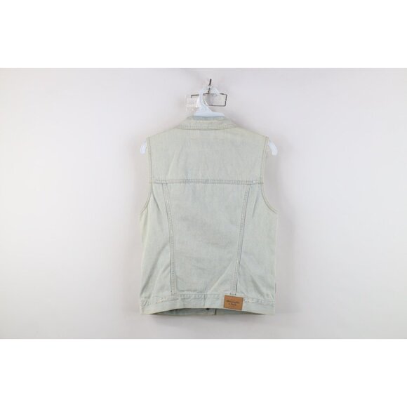 Vintage Y2K Abercrombie & Fitch Womens Medium Babydoll Denim Trucker Vest Jacket - Picture 16 of 16